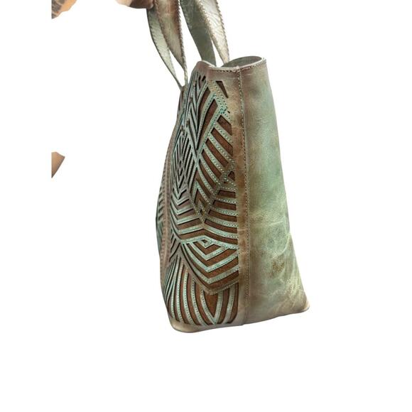 Corral Green Brown Leather Cut Out Shoulder Bag Purse Bling Western Rodeo - Picture 7 of 16